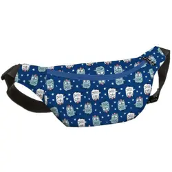 Ledvinka BUMBAG Sovy na modrém pozadí